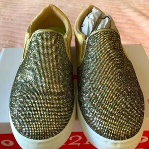 H2K Sneakers Gold Glitter Size 8